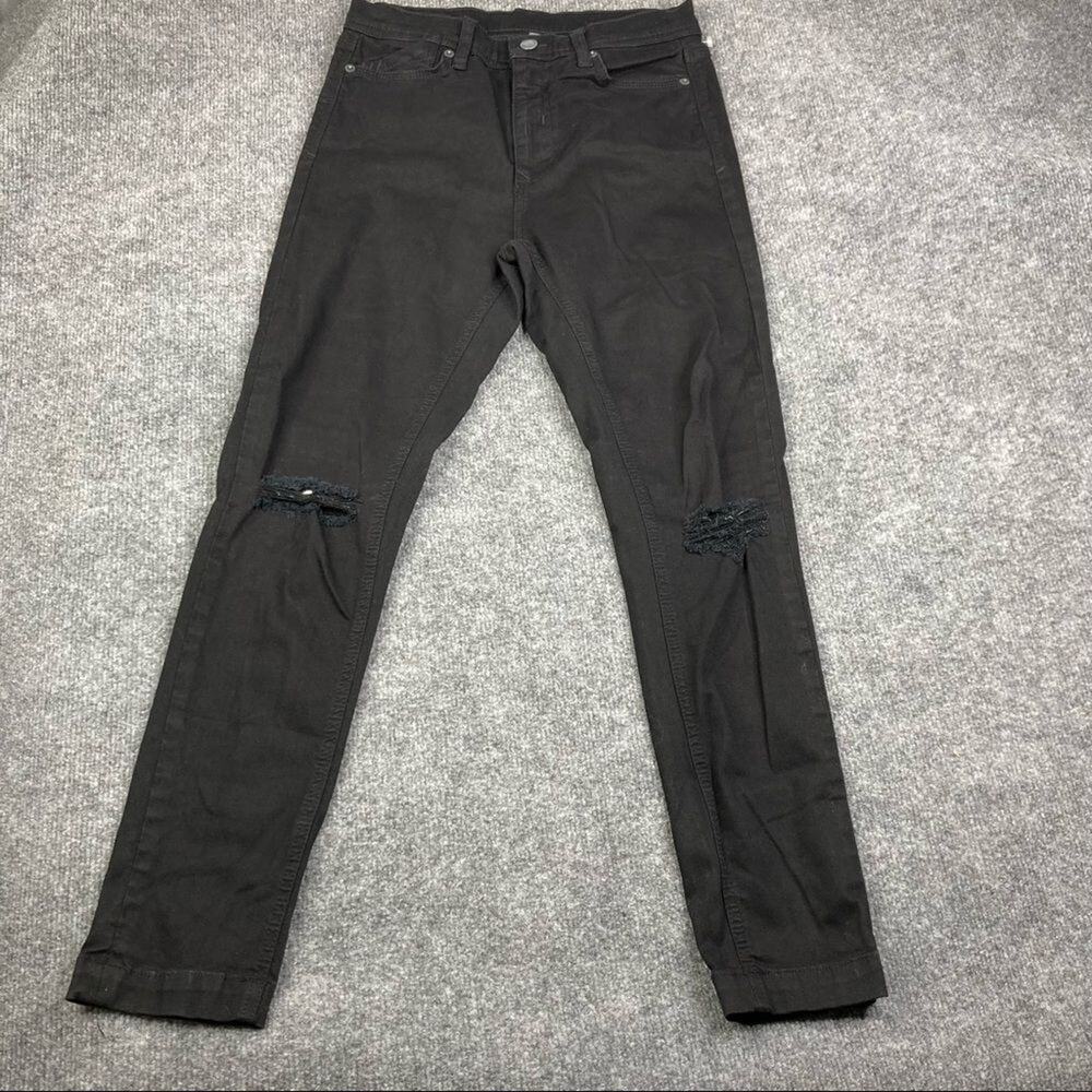 Carmar Jeans Womens Size 27 Black Skinny Distressed Ripped Knee Stretch Casual